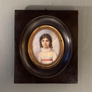 Miniature Portrait Of A Young Girl, Empire Period, Early 19th Century