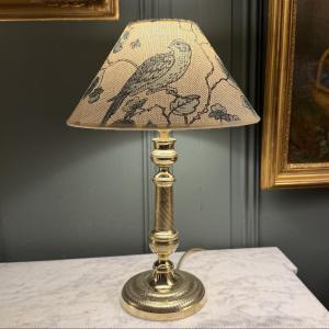Chiseled Bronze Lamp, Height 37.5 Cm