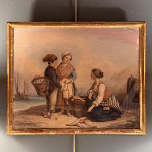 Return From Fishing, 19th Century Pastel