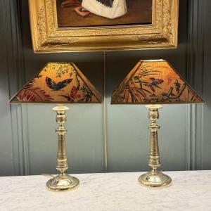 Pair Of 19th-century Bronze Lamps, 39 Cm High