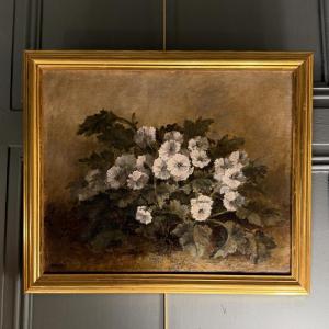 Flower Throw, Oil On Canvas Dated 1873