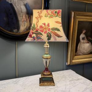 Painted Wooden Lamp, 57 Cm High