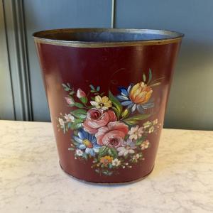 Painted Sheet Metal Basket, Height 29.5 Cm