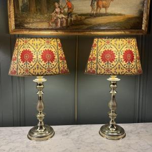 Pair Of 19th-century Bronze Lamps, 42 Cm High