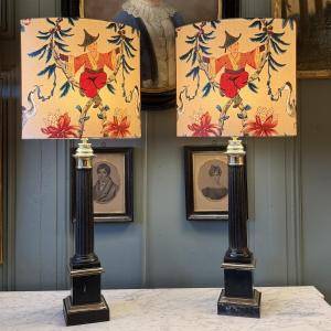 Large Pair Of Carcel Lamps, 19th Century, Height 84.5 Cm