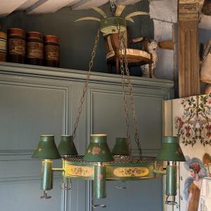 Quinquet Chandelier In Painted Sheet Metal With Six Lights