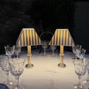 Pair Of Cordless Table Lamps, Height 32 Cm