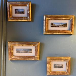 Animated Landscapes: Paris, Grenoble And The Countryside, Suite Of Four Fixed Under Glass 19th Century