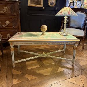 Rectangular Coffee Table In Painted And Gilded Wood