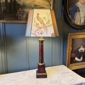 Carcel Lamp In Painted Sheet Metal, 19th Century, Height 72 Cm