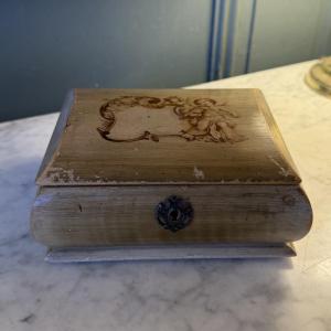 Lacquered Wooden Box With Cherub Decoration