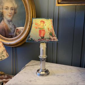 Small Lamp In Silver-plated Metal, Height 29 Cm