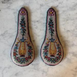 Pair Of Pearl Shortbread Cookies Decorated With Lyres, Early 19th Century