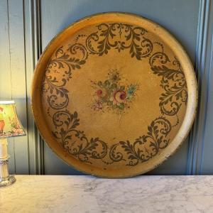 Large Tray In Painted Sheet Metal, Diameter 60 Cm