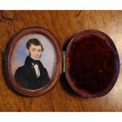 Leather Box Adorned With A Miniature