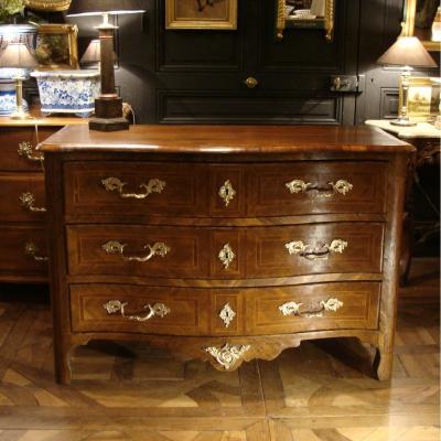 Curved Commode In Marquetry 18th