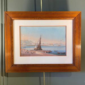 19th Century Neapolitan Gouache, Vesuvius