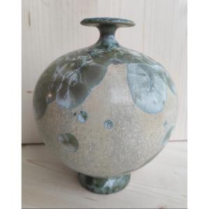 Iridescent Vase By Marius Bessone, Vallauris Ceramic, Dated 84