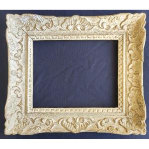 Frame XX -ème Montparnasse Carved Wood With Patina Rebate 30 Cm X 24 Cm
