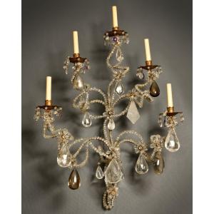 Three Rock Crystal Wall Lights - 20th Century 