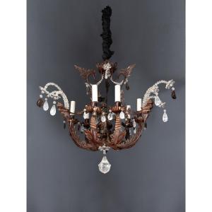 Chandelier In Cristal De Roche With Eastern-like Decor