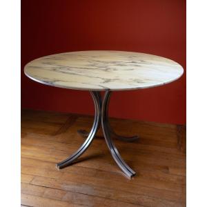 Steel And Marble Table In The Style Of Osvaldo Borsani