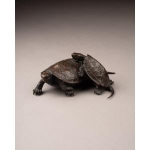 Okimono Representing Two Turtles By Nogami Tatsuoki, Known As Ryuki