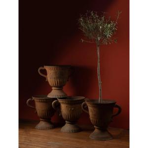 Series Of Seven Medici Cast Iron Vases Bearing The Arms Of The Dauphins Of France