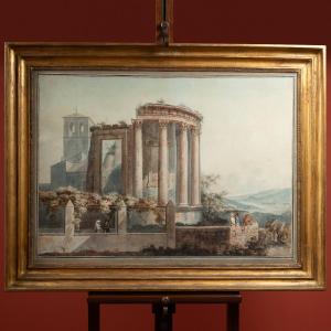 View Of The Temple Of Vesta In Tivoli, Attributed To Franz Kaisermann And Bartolomeo Pinelli