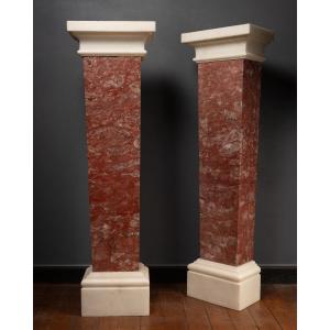 Pair Of Pink Marble Pedestals
