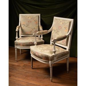 Pair Of Louis XVI Period Armchairs Stamped By Jean-baptiste Boulard