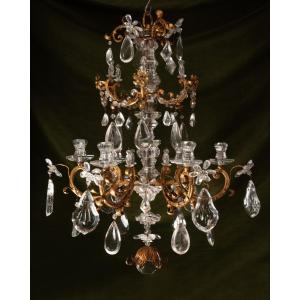 Rock Crystal And Fire-gilt Metal Chandelier Attributed To E. Baguès And G. B. Metellino