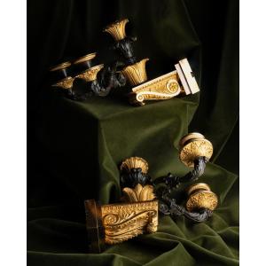 Pair Of Restoration Three-lights Wall Appliques