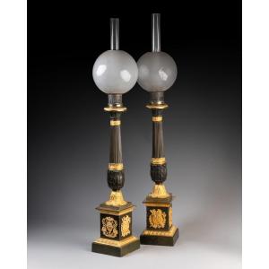 A Pair Of Mechanical ‘carcel’ Lamps By François-nicolas Poupinel