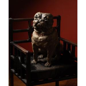 A Painted terracotta pug With Sulphide Eyes