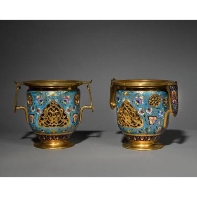 Maison Barbedienne - Pair Of Pot Covers - Last Quarter Of The Nineteenth Century