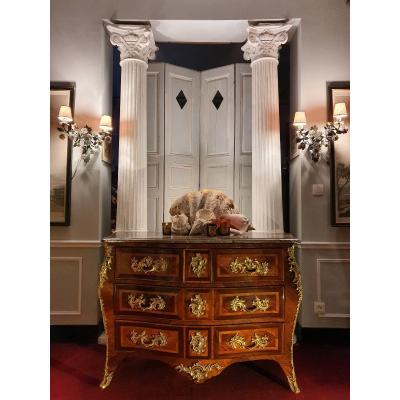 Commode Epoque Louis XV En Bois De Violette