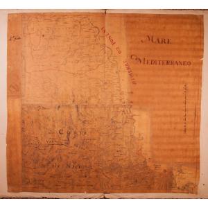 Manuscript Map Of The Riviera / Côte d'Azur 1740-1750