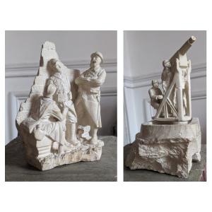 Two Original Limestone Sculptures Of Ww1 Soldiers, Hibruit, 1916