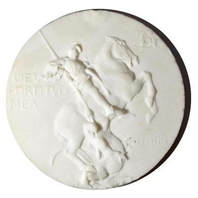 Emmanuel Fremiet - Marble Medallion Of St Georges