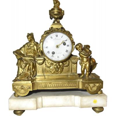 Large Gilt Bronze Louis XVI Mantelclock