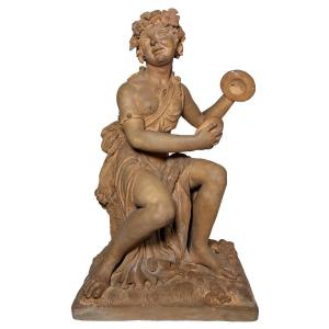 Seated Bacchante Figure, Original Terracotta By Louis Delaville 1811
