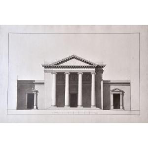 Architectural Project, Drawing Of Neo-classical Facade, France Around 1770-1780
