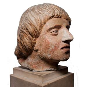 Polychrome Limestone Head, XV Th C.