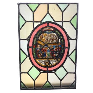 Stained Glass Window “the Parable Of The 10 Virgins, Matthew (25)” (46 X 31 Cm)