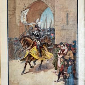 Gouache Joan Of Arc In Armor