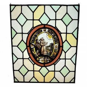 Stained Glass Window Saint Francis Of Assisi, Early 16th Century (55 X 45 Cm)