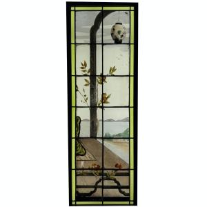 Stained Glass Window With Lantern (h137.5cm L46.5cm)