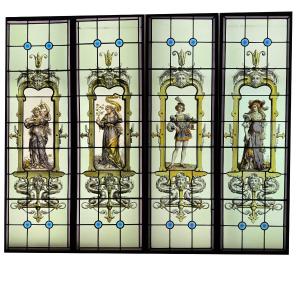 Stained Glass Window The 4 Seasons (h167cm L200cm)