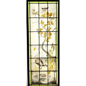 Stained Glass Window With Duck H137.5cm L48cm